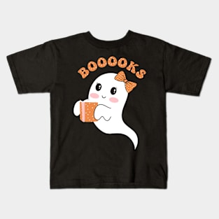 Booooks Ghost Funny Book Reading Halloween Cute Teacher women Kids T-Shirt